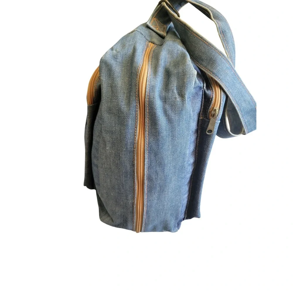 Vintage 70s Levis Orange Tab Denim Duffel Bag Travel Weekender Luggage USA - Picture 6 of 11